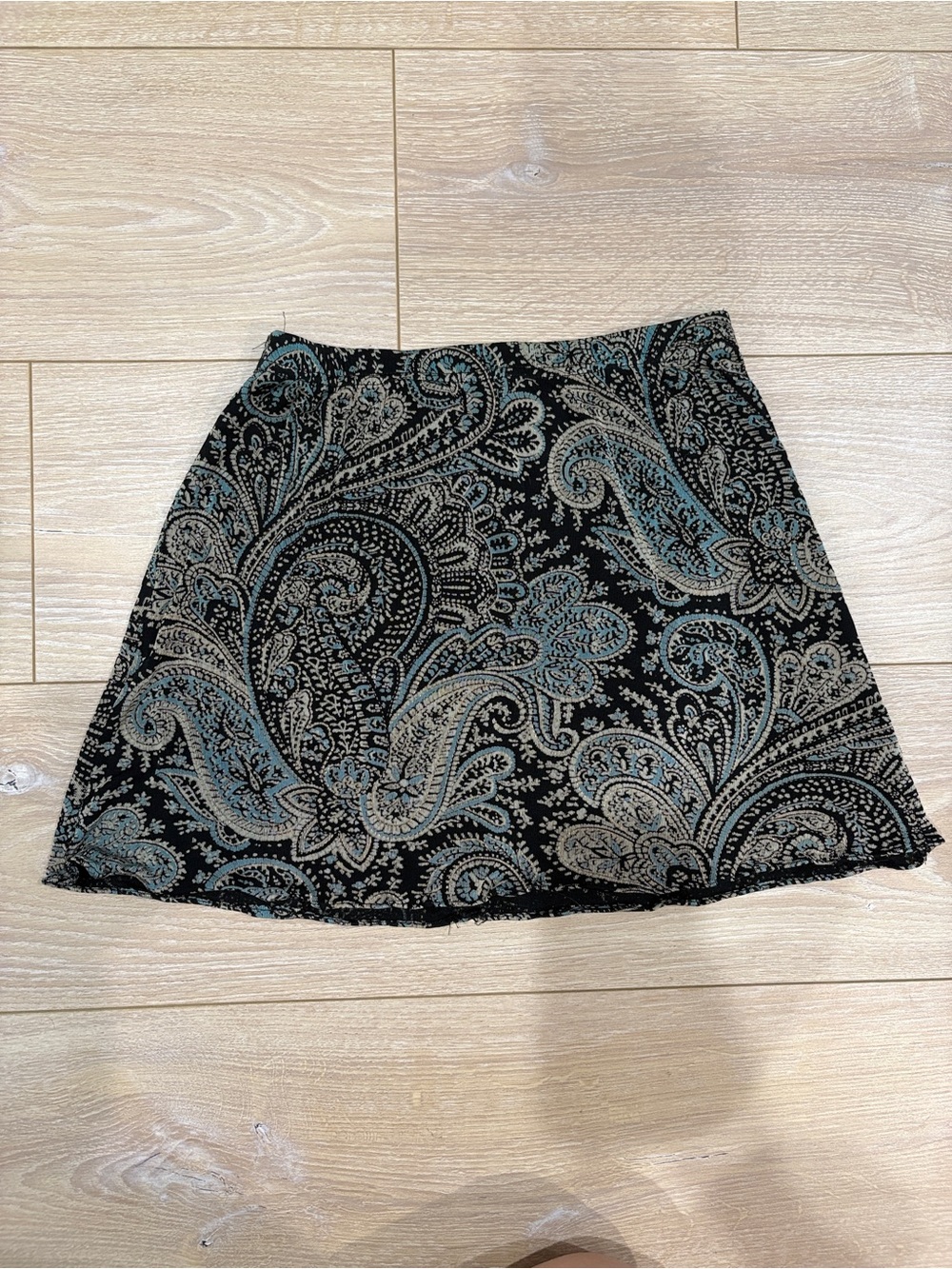 Coldwater Creek Y2K Black Paisley A-Line Mini Skirt Size S